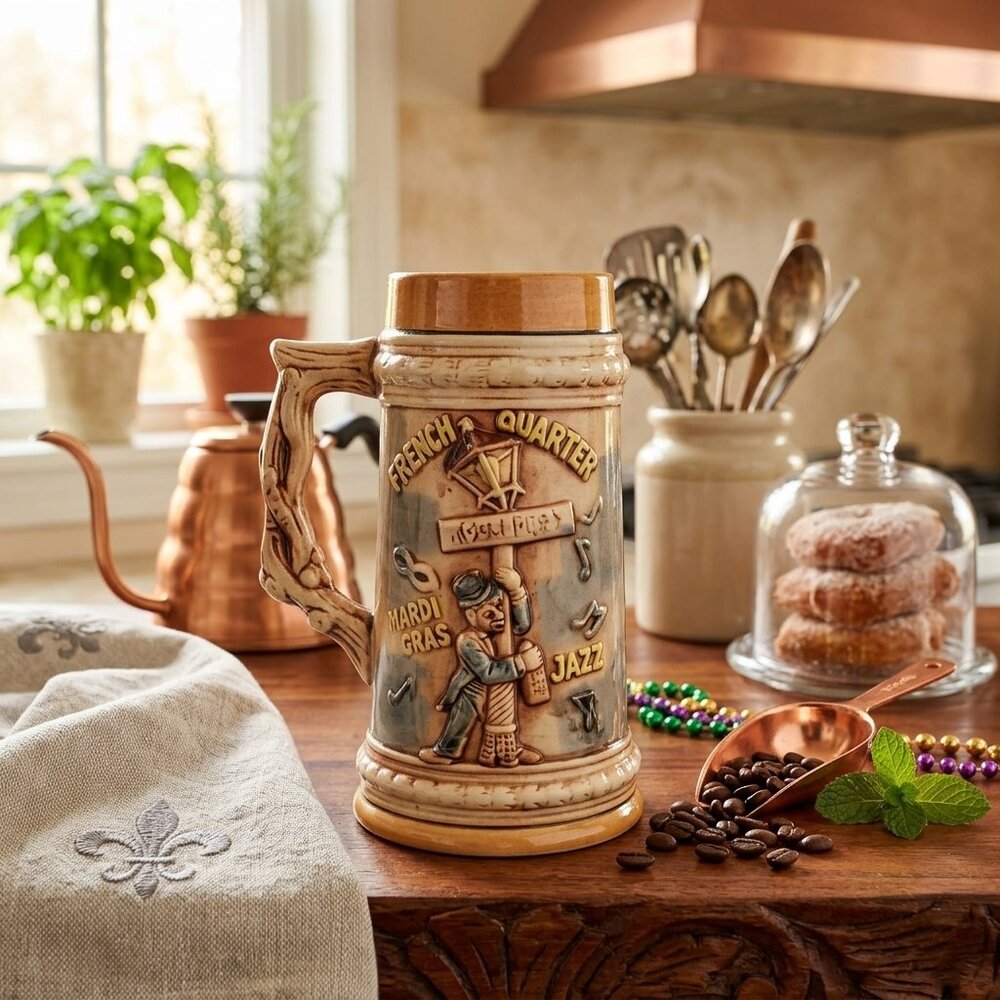 New Orleans French Quarter Souvenir Beer Stein 1970's